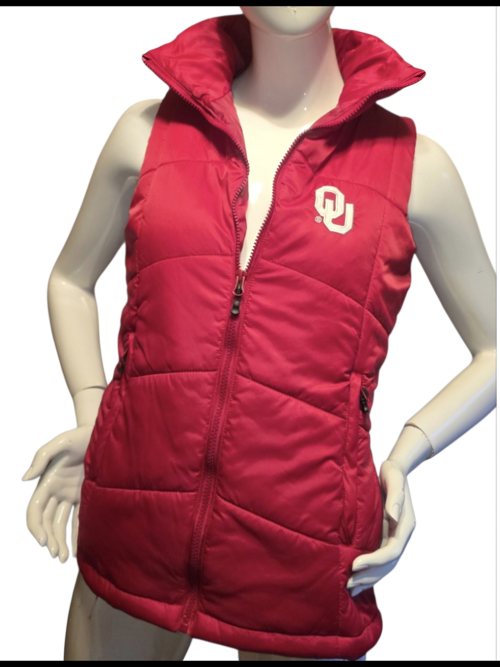 OU Sooners Puffer Vest for Women - Sleeveless Jacket Sz S